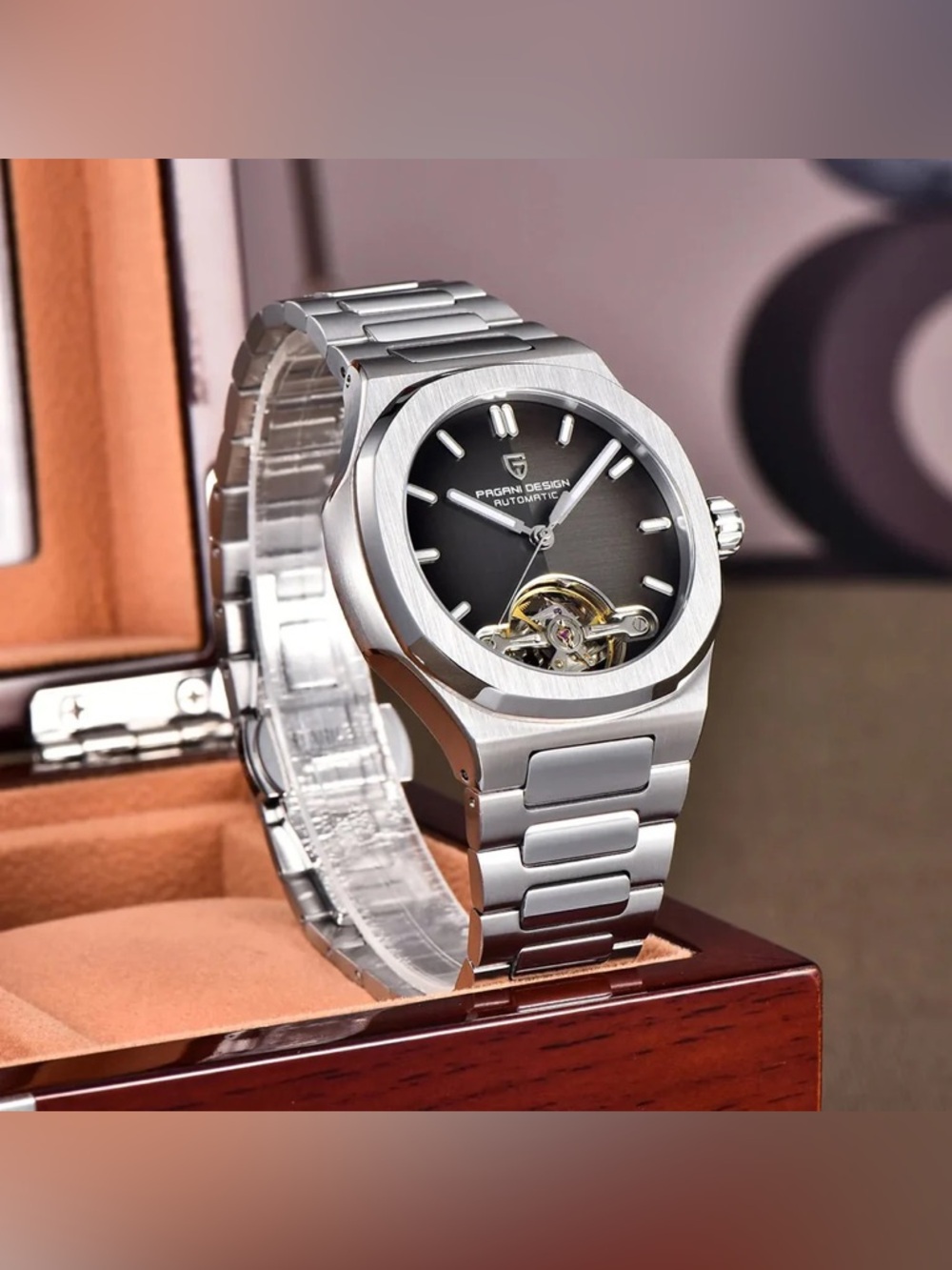 PAGANI DESIGN PD-YS025 Skeleton Tourbillon Men's Mechanical Automatic Watch - Picture 4 of 11